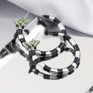 Beetlejuice Sand Snake Goth Hoop Earrings
